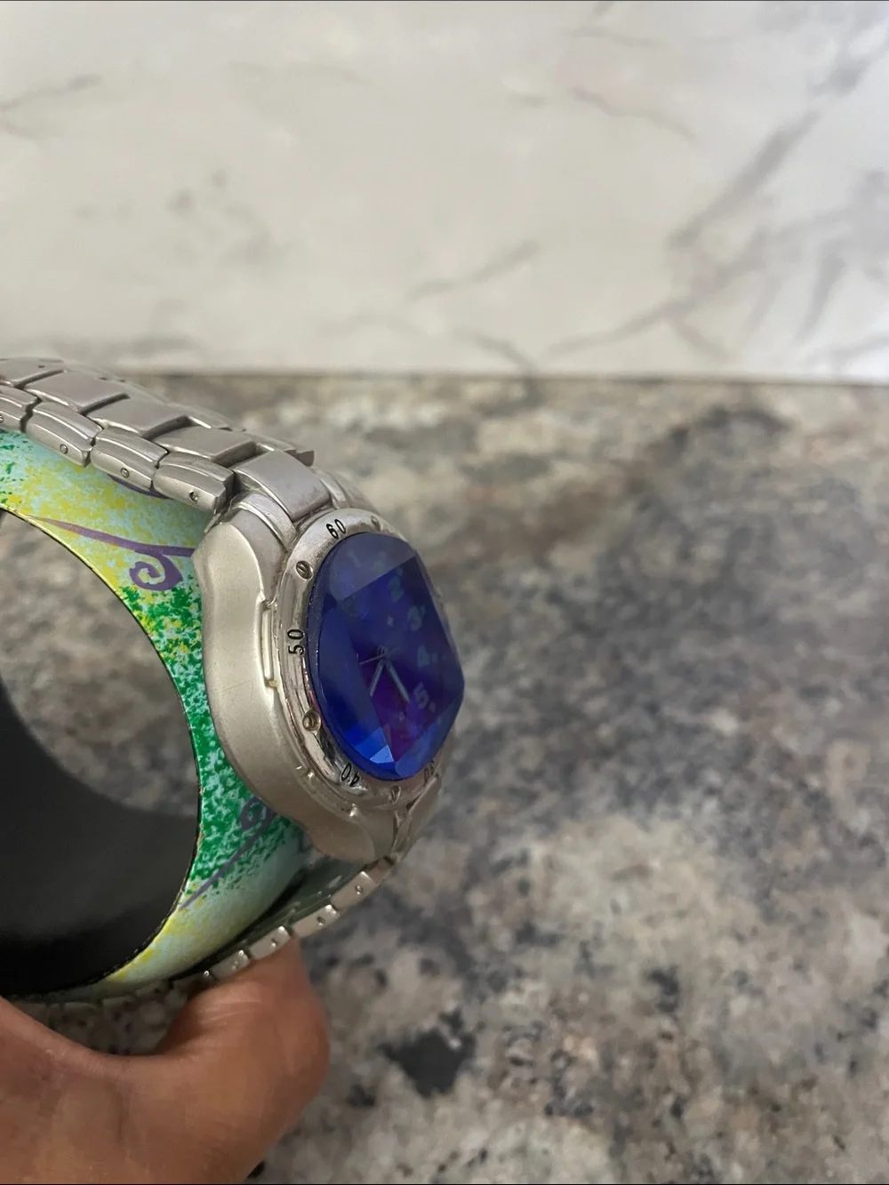 Geneva Silver Bracelet Watch with Blue Dial